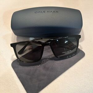 NWT COLE HAAN Unisex Polarized Black Sunglasses with Original Blue Case